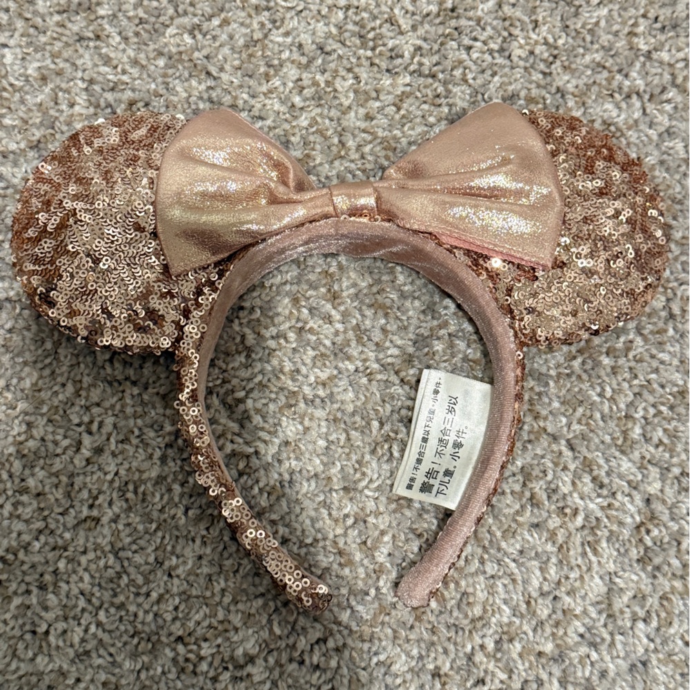 Disney Parks Minnie Mouse Sequin Rose Gold Ears Millennial Pink